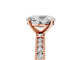 Rose gold Oval Solitaire with Pavé Band and Four-Prong Setting_327