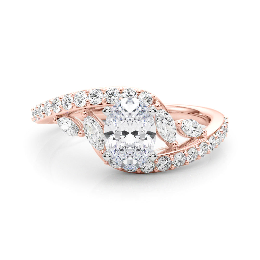 Rose gold Oval Solitaire with Pavé Twist Band and Four-Prong Setting 1