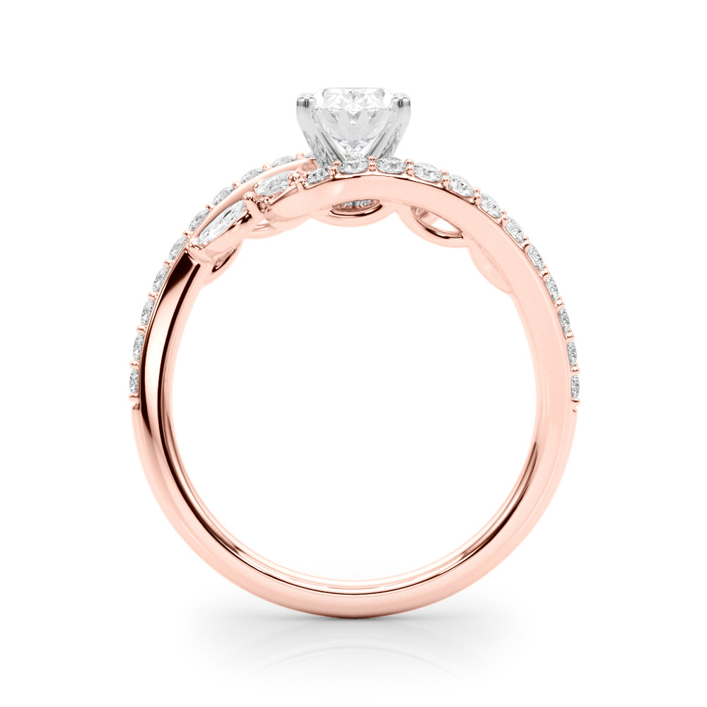 Rose gold Oval Solitaire with Pavé Twist Band and Four-Prong Setting 2