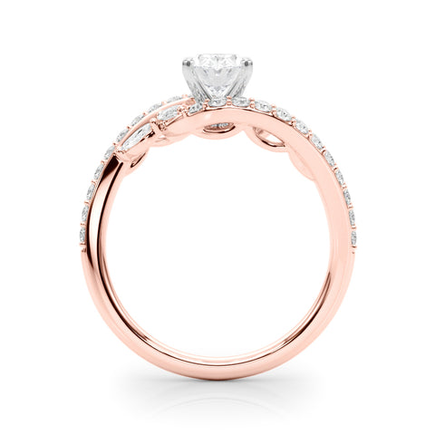 Rose gold Oval Solitaire with Pavé Twist Band and Four-Prong Setting 2