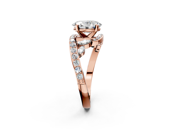 Rose gold Oval Solitaire with Pavé Twist Band and Four-Prong Setting