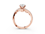 Rose gold Oval Solitaire with Pavé Twist Band and Four-Prong Setting_92
