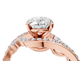 Rose gold Oval Solitaire with Pavé Twist Band and Four-Prong Setting_93