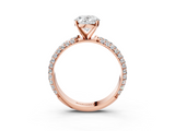 Rose gold Oval Solitaire with Pave Band and Four-Prong Setting_12
