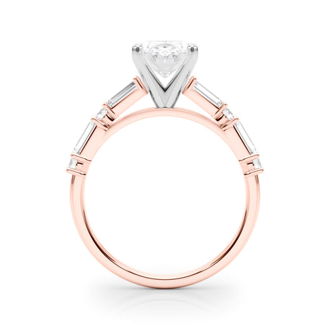 Rose gold Oval Solitaire with Side Baguettes and Channel Set Band 2