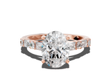 Rose gold Oval Solitaire with Side Baguettes and Channel Set Band_62