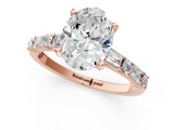 Rose gold Oval Solitaire with Side Baguettes and Channel Set Band_63
