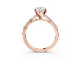 Rose gold Oval Solitaire with Side Baguettes and Channel Set Band_65