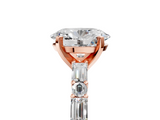 Rose gold Oval Solitaire with Side Baguettes and Channel Set Band_67