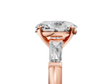 Rose gold Oval Solitaire with Tapered Baguette Side Stones on a Classic Band with Four-Prong Setting_135