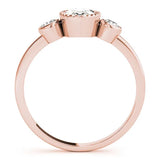 Rose gold Oval Three-Stone Bezel Set Diamond Ring with Solitaire Band 2