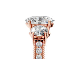Rose gold Oval Three-Stone Diamond Ring with Pavé Band and Four-Prong Setting_11
