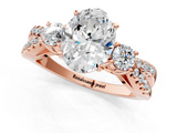 Rose gold Oval Three-Stone Diamond Ring with Pavé Split Shank and Four-Prong Setting_86