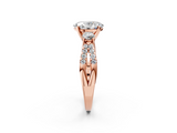 Rose gold Oval Three-Stone Diamond Ring with Pavé Split Shank and Four-Prong Setting_87