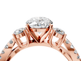 Rose gold Oval Three-Stone Diamond Ring with Pavé Split Shank and Four-Prong Setting_89