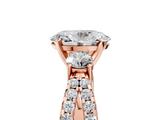 Rose gold Oval Three-Stone Diamond Ring with Pavé Split Shank and Four-Prong Setting_90