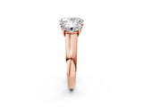 Rose gold Oval Three-Stone Diamond Ring with Prong Setting on a Classic Band_17