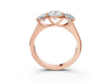 Rose gold Oval Three-Stone Diamond Ring with Prong Setting on a Classic Band_18