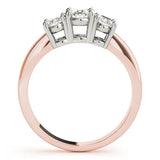 Rose gold Oval Three-Stone Diamond Ring with Solitaire Band and Four-Prong Setting 2