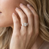 Rose gold Oval Three-Stone Diamond Ring with Solitaire Band and Four-Prong Setting_15