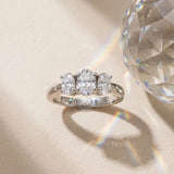 Rose gold Oval Three-Stone Diamond Ring with Solitaire Band and Four-Prong Setting_16