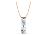 Rose gold Oval and Baguette Diamond Drop Pendant_5