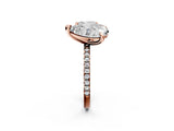 Rose gold Oval and Cushion Toi Moi Ring with Prong Setting and Micro Pave Band 2