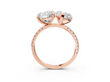 Rose gold Oval and Cushion Toi Moi Ring with Prong Setting and Micro Pave Band 3
