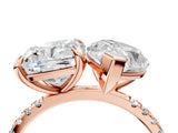Rose gold Oval and Cushion Toi Moi Ring with Prong Setting and Micro Pave Band 4