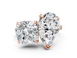 Rose gold Oval and Cushion Toi Moi Ring with Prong Setting and Micro Pave Band
