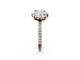 Rose gold Oval and Cushion Toi Moi Ring with Prong Setting and Pave Band 2