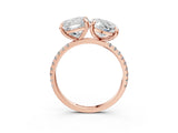 Rose gold Oval and Cushion Toi Moi Ring with Prong Setting and Pave Band 3