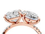 Rose gold Oval and Cushion Toi Moi Ring with Prong Setting and Pave Band 4