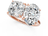 Rose gold Oval and Cushion Toi Moi Ring with Prong Setting and Plain Band 1