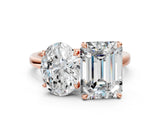 Rose gold Oval and Emerald Cut Toi Moi Ring with Prong Setting_67