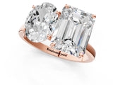 Rose gold Oval and Emerald Cut Toi Moi Ring with Prong Setting_68