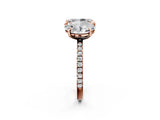 Rose gold Oval and Emerald Toi Moi Ring with Prong Setting and Micro Pave Band 2