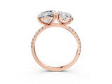 Rose gold Oval and Emerald Toi Moi Ring with Prong Setting and Micro Pave Band 3