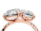 Rose gold Oval and Emerald Toi Moi Ring with Prong Setting and Micro Pave Band 4