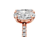 Rose gold Oval and Emerald Toi Moi Ring with Prong Setting and Micro Pave Band 5