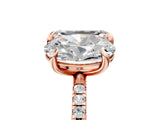 Rose gold Oval and Emerald Toi Moi Ring with Prong Setting and Pave Band 5