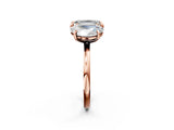 Rose gold Oval and Emerald Toi Moi Ring with Prong Setting and Plain Band 2