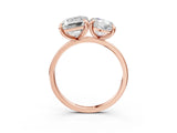 Rose gold Oval and Emerald Toi Moi Ring with Prong Setting and Plain Band 3