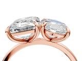 Rose gold Oval and Emerald Toi Moi Ring with Prong Setting and Plain Band 4