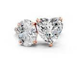 Rose gold Oval and Heart Toi Moi Ring with Prong Setting and Micro Pave Band 1