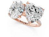 Rose gold Oval and Heart Toi Moi Ring with Prong Setting and Micro Pave Band 2