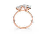 Rose gold Oval and Heart Toi Moi Ring with Prong Setting and Micro Pave Band 4