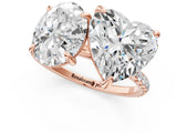 Rose gold Oval and Heart Toi Moi Ring with Prong Setting and Pave Band 1