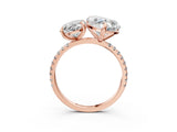 Rose gold Oval and Heart Toi Moi Ring with Prong Setting and Pave Band 3