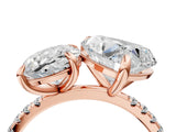 Rose gold Oval and Heart Toi Moi Ring with Prong Setting and Pave Band 4